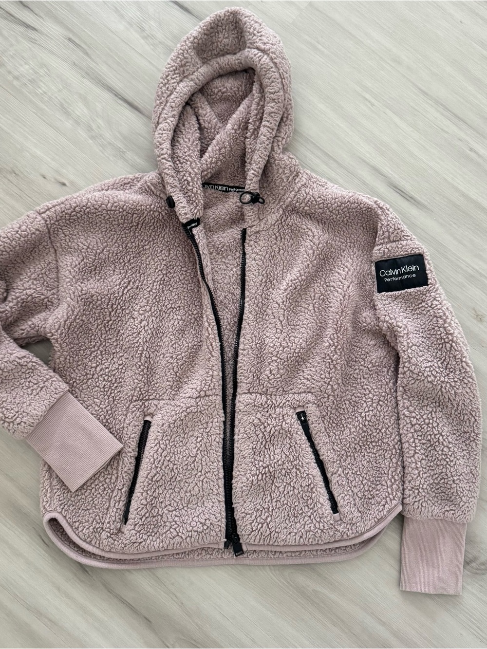 Calvin Klein Teddy Sherpa Hoodie Jacket - Dusty Mauve